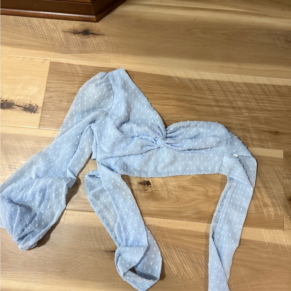 Light Blue Polka Dot Crop Top